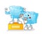 Ice cube sculptor character. cartoon mascot vector