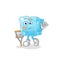 Ice cube sick with limping stick. cartoon mascot vector