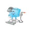 Ice cube welder mascot. cartoon vector