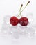 Ice cubes cherries