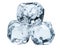 Ice cubes. Clear ice in cube shape. Frozen water. Ice maker for freeze water. Solid Real, Fake, Artificial acrylic or plastic ice