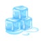 Ice cubes isolated on white background, clip art three ice cubes, illustrations pile of ice cubes transparent, ice cubes and water