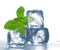 Ice cubes and mint