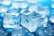 Ice cubes texture background, pile of transparent frozen icecubes