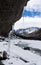 Ice cycles dropping from lake side boulders near Lundy Lake California