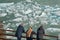 Ice Drift at Glacier Perito Moreno Argentina. Group of tourists watching for moving of ice floes .