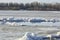 Ice drift on the river. large ice floes float.