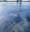 ice drift, spring ice on the river, selective focus