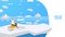 Ice fishing in frozen sea or lake, fisherman winter hobby, vector illustration