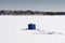 Ice fishing hut, lake Calhoun, Minneapolis, Minnesota, USA