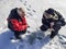 Ice fishing on the Lake Inari