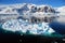 Ice floe in antarctic landscape