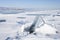 Ice floe. Winter landscape. Baikal lake.