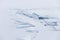 Ice floe. Winter landscape. Ice-drift of Baikal lake