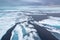 Ice floes around Svalbard, in the Arctic on overcast day