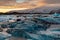 Ice floes on Jokulsarlon lake, a famous glacier lagoon in Vatnajokull National Park, Iceland