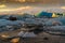 Ice floes on Jokulsarlon lake, a famous glacier lagoon in Vatnajokull National Park, Iceland