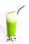 Ice Green tea matcha white background