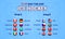 Ice Hockey 2022. Vector illustration. Countries flags icons. Men's ice Hockey group round table. Graphic scoreboard
