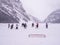 Ice hockey on frozen Lake Louise in Banff