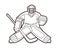 Ice Hockey Goalie, sport player cartoon action graphic