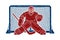 Ice Hockey Goalie, sport player cartoon action graphic