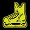 Ice hockey player boot. Sports protective equipment for athlete. Vector Pixel silhouette icon isolated