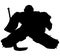 Ice hockey player Goaltender, goalie in full goalkeeper equipment playing ice hockey. Isolated Silhouette