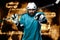 Ice hockey player in neon colors. Download high resolution photo for sports betting advertisement. Icehockey athlete in