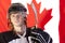 Ice hockey player over canadian flag