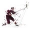 Ice hockey player shooting puck, low polygona isolatedl vector illustration. One timer slap shot. Active people, winter team sport