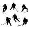 Ice Hockey Player Silhouette Vector Illustration Bundle