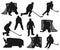 Ice hockey players black silhouettes