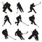 Ice hockey players silhouettes