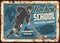 Ice hockey sport school rusty metal plate vector