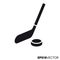 Ice hockey stick and puck vector glyph icon