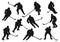 Ice hokey players silhouettes, sport team icons