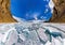 Ice hummocks in polar spherical projection of little planet