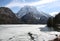 Ice on the little alpine lake called Lago Predil in northern Ita