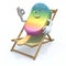 Ice lolly cartoon that rest in beach chair