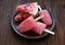 Ice lolly with frozen watermelon juice