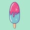 Ice lolly. Vector illustration. Isolated on green background