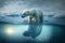 Ice-made polar bear standing on ice. Generative AI