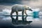 Ice-made polar bear standing on ice. Generative AI