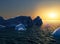 Ice melting, climate change. Antarctic Ocean. Arctic sea, drifting iceberg