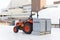 Ice resurfacing machine in urban ice rink