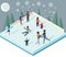Ice Rink with People Isometric Style