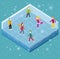 Ice Rink with People Isometric Style