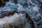 Ice in a river in Swiss Alps, The old canal lock of the Joux Verte, Luan, Switzerland