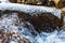 Ice in a river in Swiss Alps, The old canal lock of the Joux Verte, Luan, Switzerland